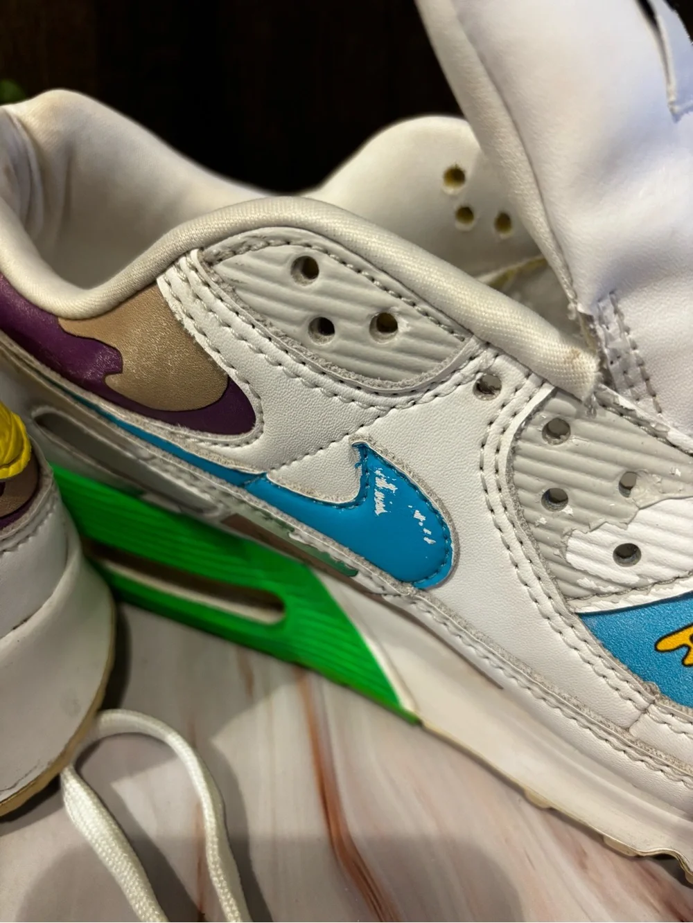 Nike White Teal Purple Green Graphic Low-Top Flats